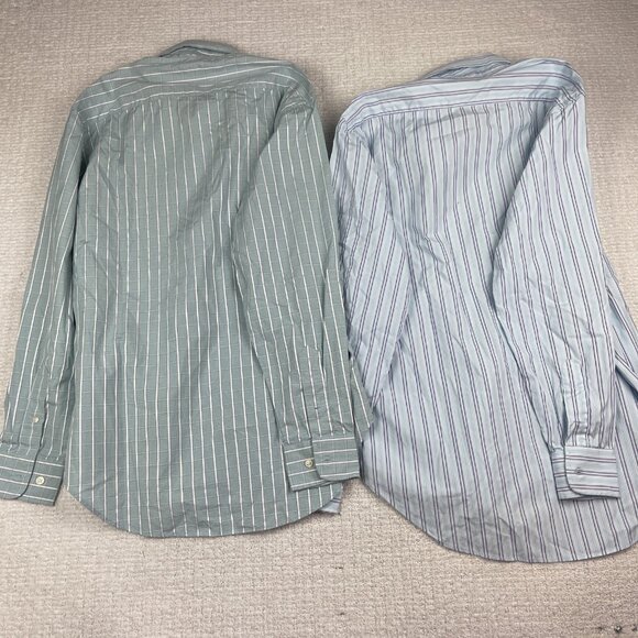 Lot of x2 Vintage Giorgio Armani Jeans Shirt Mens M Blue Plaid / Lined Read* - Picture 10 of 15